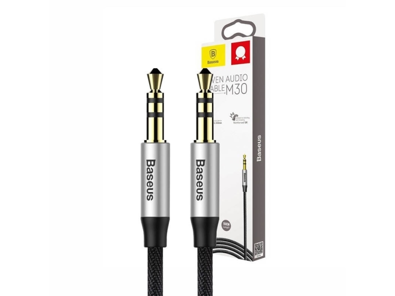 Baseus Yiven Audio Cable Cable 3.5 male Audio M30 1.5M Silver+ Black
