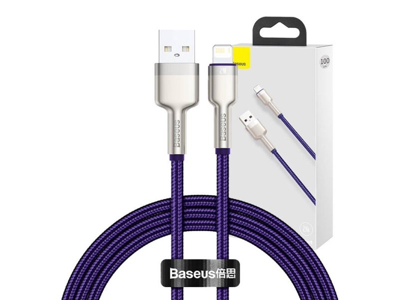 Usb-A To Lightning Cable Baseus Cafule Metal Series, 18W, 2.4A, 1M, Purple Caljk-A05