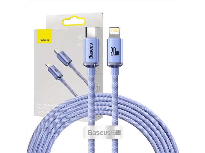 Usb-C To Lightning Cable Baseus Crystal Shine Series, 20W, 2.4A, 2M, Purple Cajy000305
