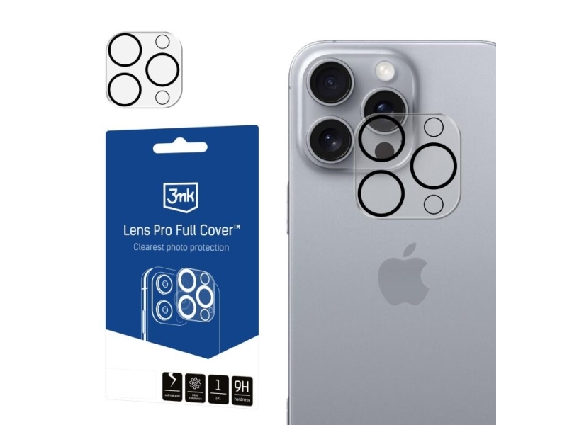 3Mk Lens Pro Full Cover, Apple, Iphone 16 Pro Max, Iphone 16 Pro, Ridseresistent, Transparent, 1 Stk