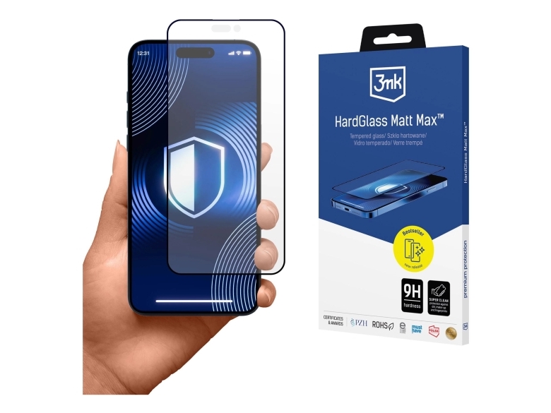 3Mk Hardglass Matt Max, Apple, Iphone 16 Pro Max, Fallbeständig, Schlagfest, Nachdenklich, Schwarz, Transparent, 1 Stück(E)