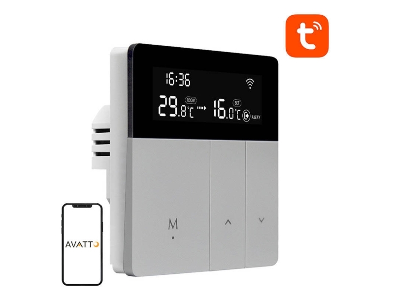 Avatto WT50 3A Wi-Fi TUYA-älytermostaatti käyttövesipattereille