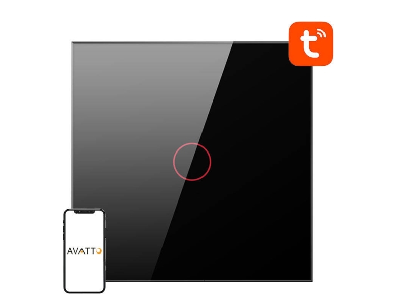 Išmanusis šviesos jungiklis WiFi Avatto TS02-EU-B1 1 Way TUYA (juoda)
