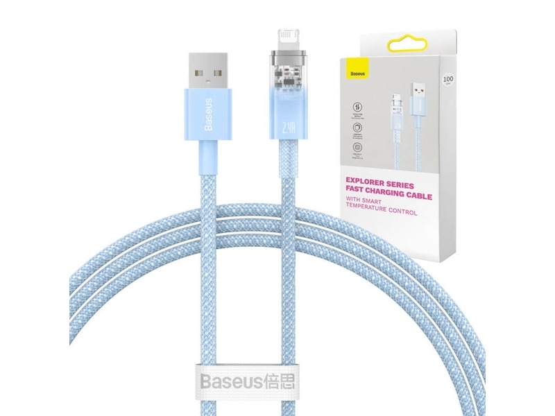 Baseus Explorer Usb Til Lightning Hurtigopladningskabel 2,4A 1M (Blå)
