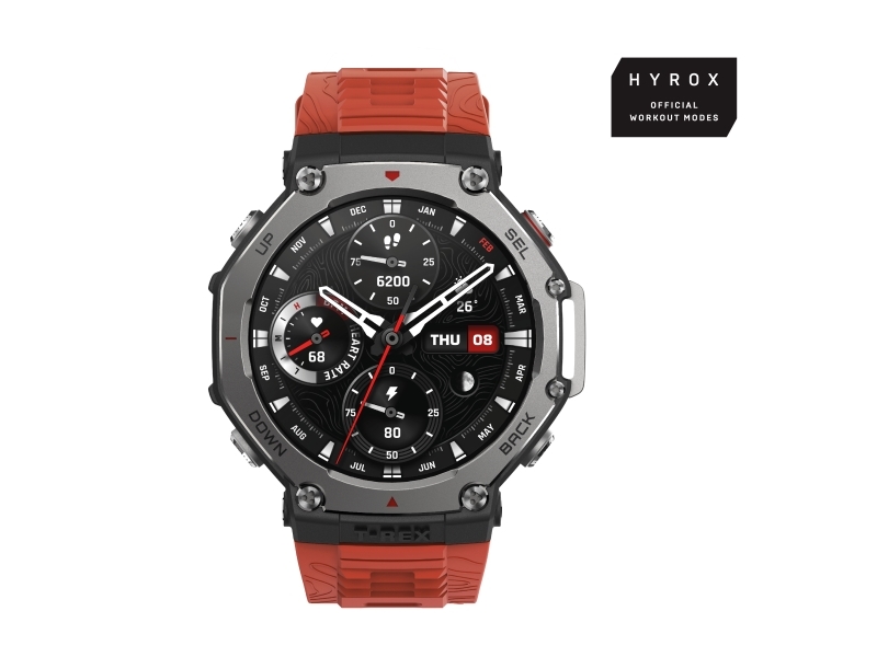 Amazfit T-Rex 3 Lava, 3,81 Cm (1.5"), Amoled, Touchscreen, 32 Gb, Gps, 68,3 G