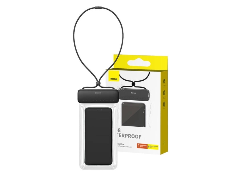 Vandeniui atsparus telefono dėklas Baseus AquaGlide (juodas)