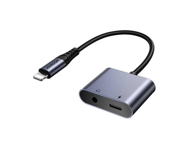 Du viename garso adapteris Joyroom SY-L01 Lightning iki 3.5 mm + Lightning (juodas)