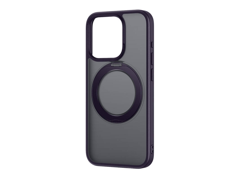 Baseus Case Baseus Skyring Magnetic With Stand For Ip 14 Pro Max + Tempered Glass And Cleaning Kit (Purple)