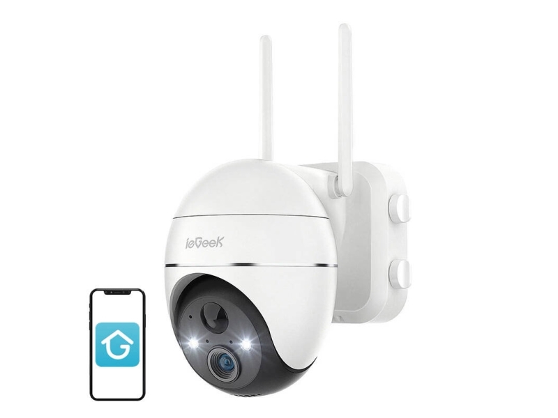 Wireless 3Mp Wifi Outdoor Camera Iegeek Zs-Gx1s White 5200Mah