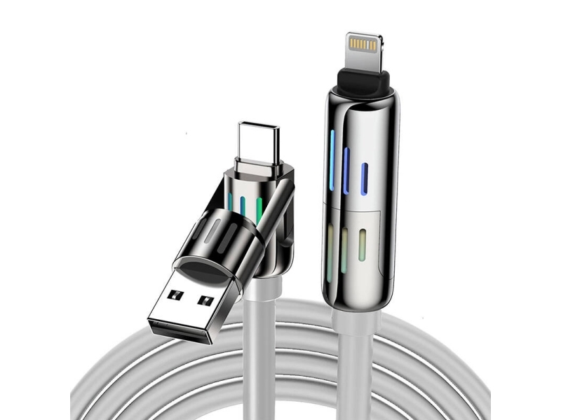 Blitzwolf Bw-Hdc6 4-In-1 Usb-C/Usb-A To Usb-C/Lightning Cable 1.2M 240W Rgb (Gray)