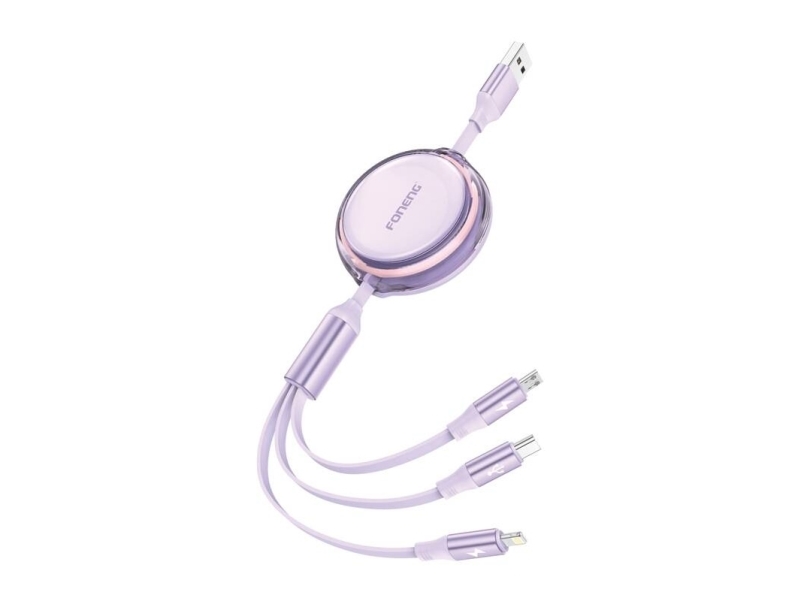 Foneng 3-i-1 kabel Foneng X113 1.1m (lilla)