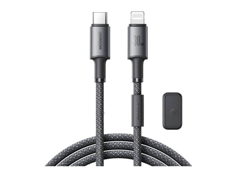 Joyroom S-A50 Unlimited Series 60W Usb-C - Lightning-Kabel Med Magnetisk Organizer 1,2 M - Grå