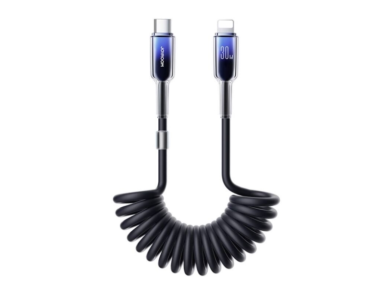 Kabel Spiralny Joyroom S-A43 Crystal-Clear Series 30W Usb-C - Lightning 1,5M - Czarny