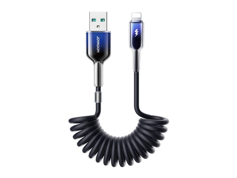 Kabel Spiralny Joyroom S-A43 Crystal-Clear Series 3A Usb-A - Lightning 1,5M - Czarny
