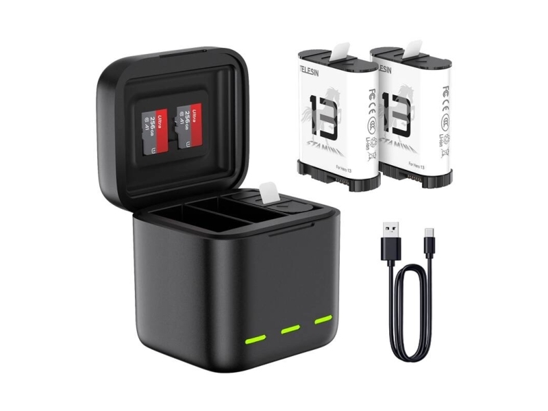 Usb Charger For 3x Rechargeable Battery For Gopro Hero 13 Black / Telesin / S0-bcg-10-tgp