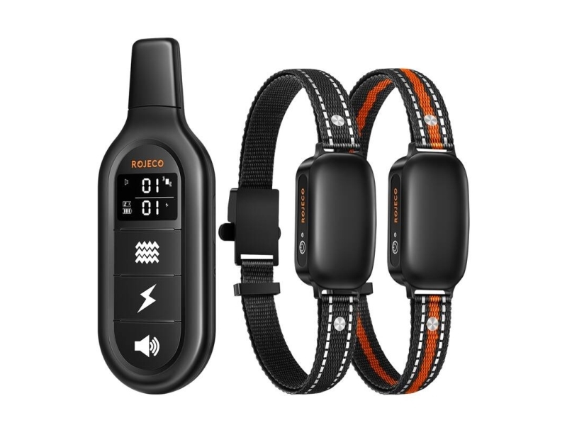 Rojeco 1000m Dog Training Collar Set PD521 with 2 Collars Black