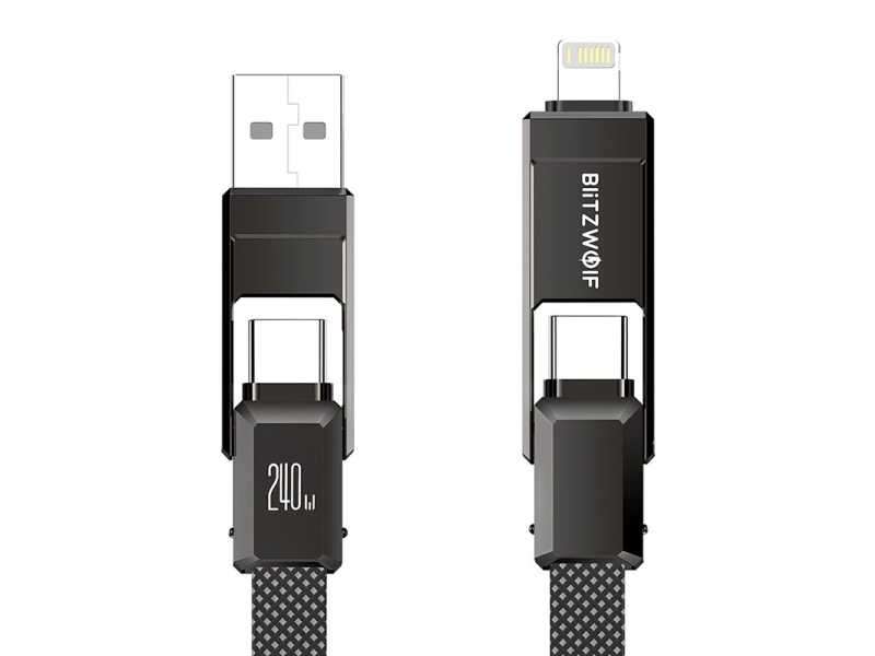 Blitzwolf Bw-Hdc7 4-In-1 Usb+C+Lightning Cable 240W 1.2M (Black)