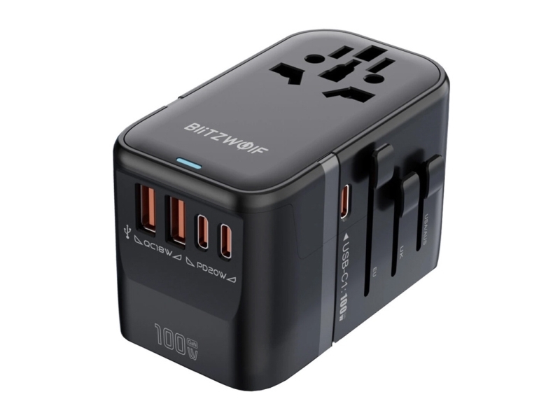 „Blitzwolf Bw-Ta2 5-In-1“ Kelioninis Adapteris Su 2 Usb Pd + 2 C Qc + C Gan 100W