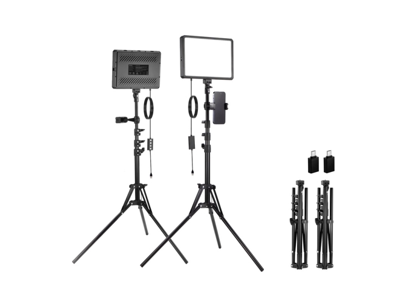 Neewer BP300 studiesæt med to LED-lys + stativer + telefonholdere