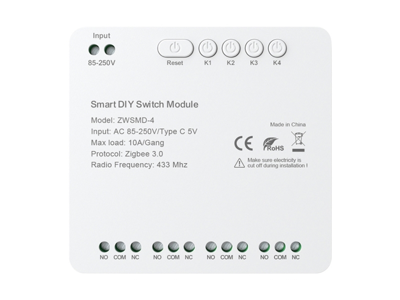 zigBee 4-kanals switchmodul med spänningsfri DC 32V-kontakt Avatto ZWSMMD-4-250V | Huset - Husautomatisering | GameStuff