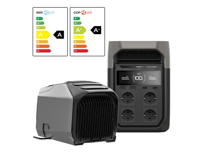 EcoFlow Ete Delta 3 kraftstation + Wave 3 luftkonditionering
