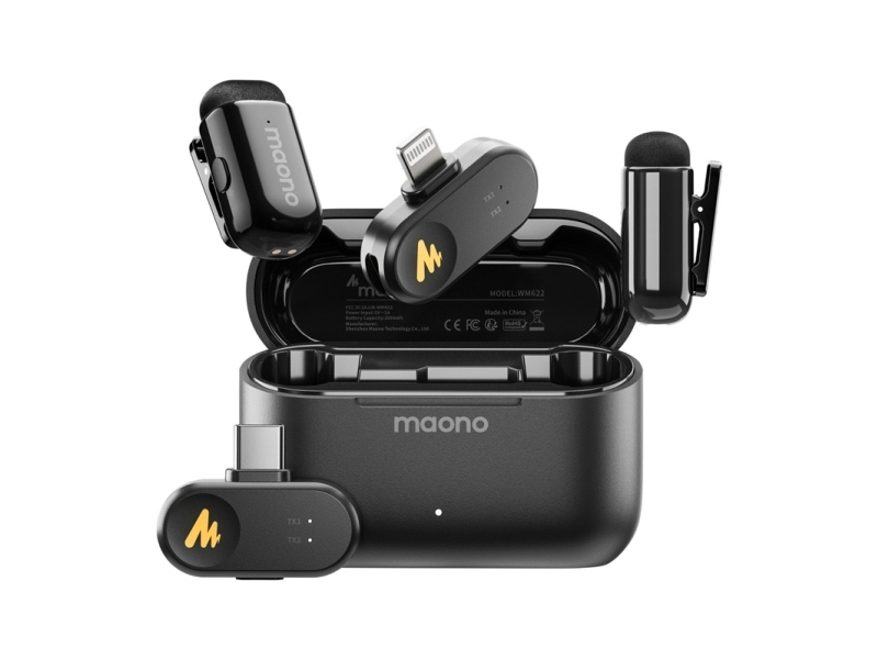 Maono Wave T1 Mini (Usb-C &Amp Lightning + Charge Case) Schwarz (Schwarz) Drahtlose Mikrofone