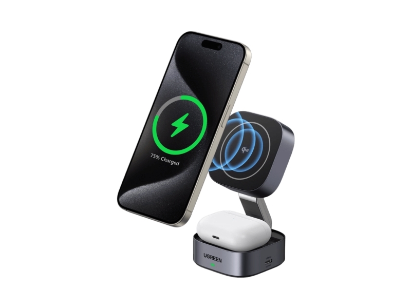 Ugreen 35316, Drinnen, Usb, Kabelloses Aufladen, Grau