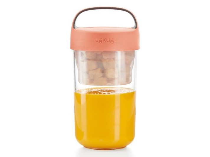 Lékué 885006, Purkki, pyöreä, 0,6 L, koralli, Tritan, -20 - 100 °C