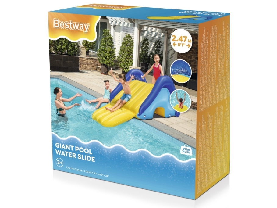 Bestway Oppustelig Rutsjebane - Gigant Oppustelig Poolvandrutsje