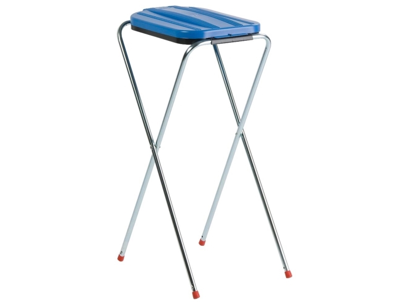 Waste Rack, V-Part, Steel, Plastic/Steel, 100 L, With Blue Lid And Bag Holder