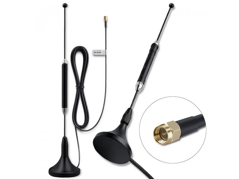 Qoltec 4G Lte Antenna With Magnetic Base | 5Dbi | Omnidirectional | Indoor | 600-2700 Mhz | Sma | 3M