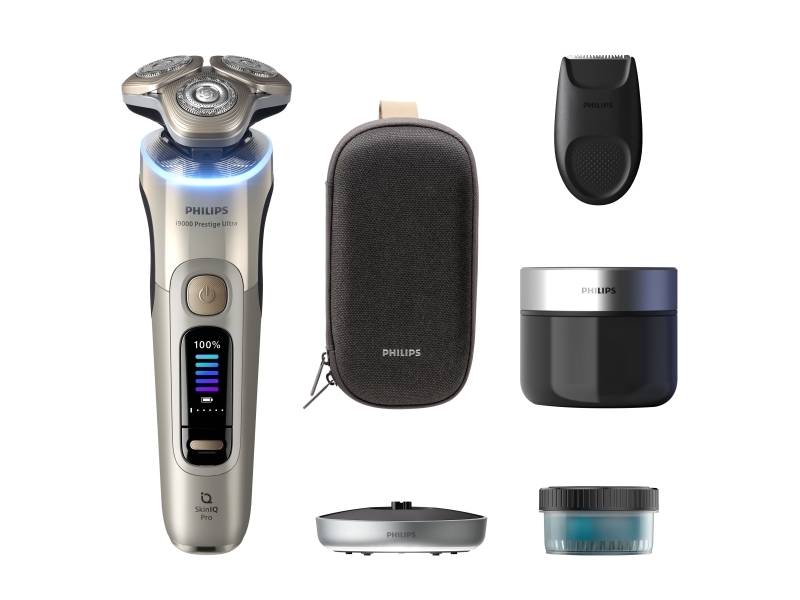 Philips I9000 Prestige Ultra Xp9403/31 Elektrischer Nass- & Trockenrasierer Mit Skiniq Pro, Rotationstrasierer, Gold, Skiniq Pro, Edelstahl, Lcd, And