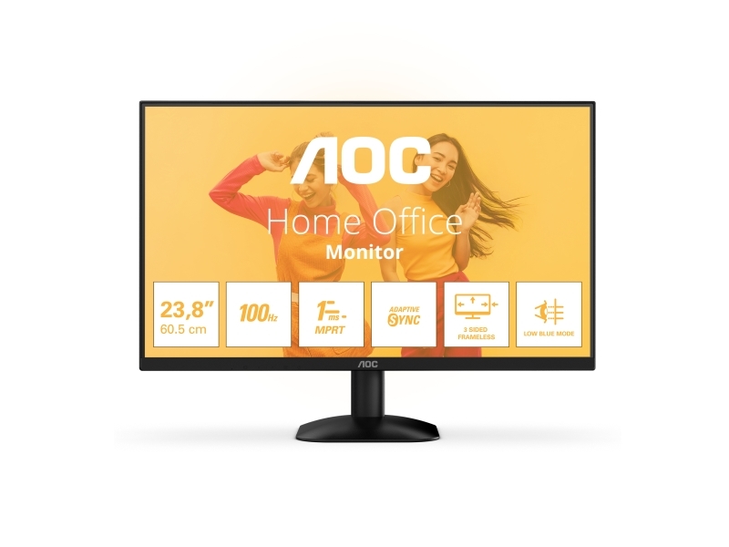 Aoc B3 24B35hm2, 60,5 Cm (23.8"), 1920 X 1080 Pixel, Fuld Hd, Led, 4 Ms, Sort