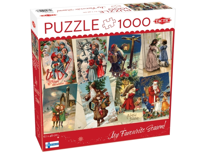 Tactic Puzzle Lovers Vintage Christmas Cards 1000 Pcs Puzzle, 1000 Stück(E), Weihnachten