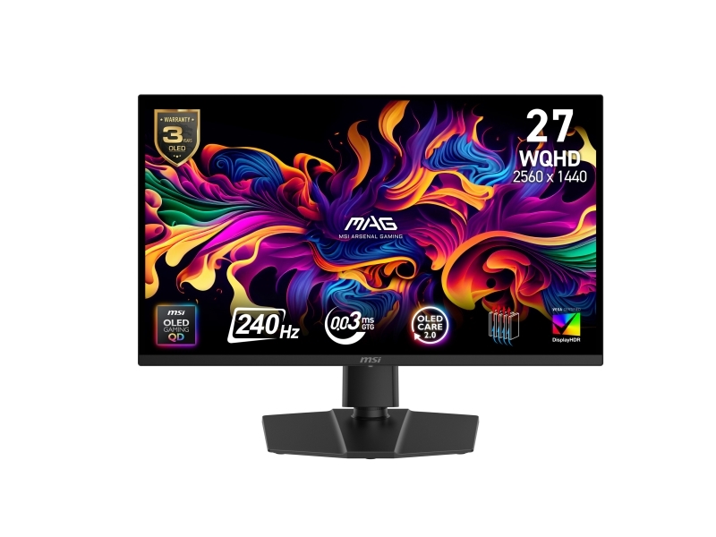 MSI MAG 271QP X24 - OLED-monitor - gaming - 27 (26.5 til at se) - 2560 x 1440 WQHD @ 240 Hz - 1000 cd/m² - 1500000:1 - DisplayHDR 400 True Black - 0.03 ms - 2xHDMI, DisplayPort billede