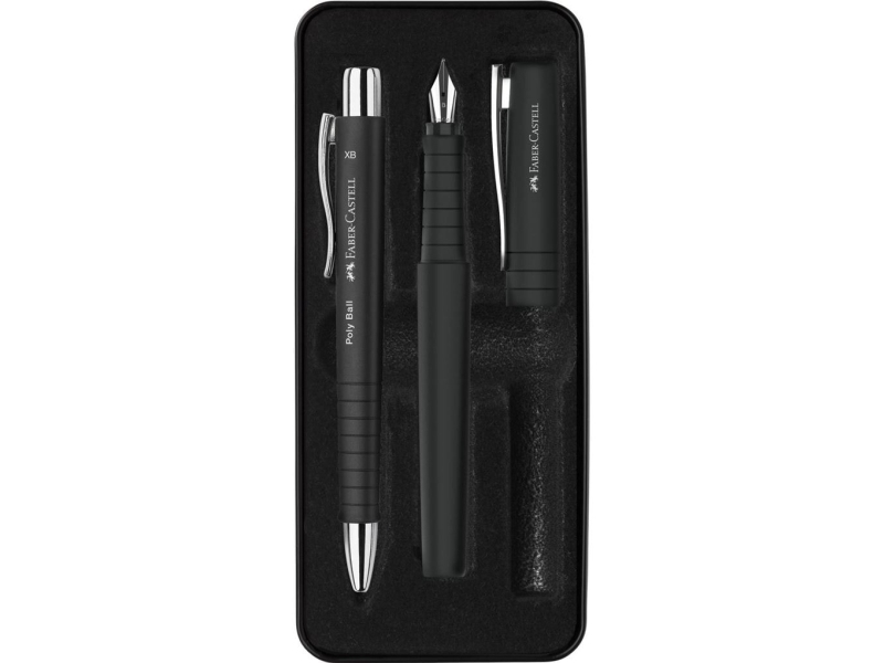 Faber-Castell Poly Ball Set, Svart, 3 styck, Kulspetspenna + reservoarpenna | Datortillbehör - Möss & Tangentbord - Ritbord tillbehör | GameStuff