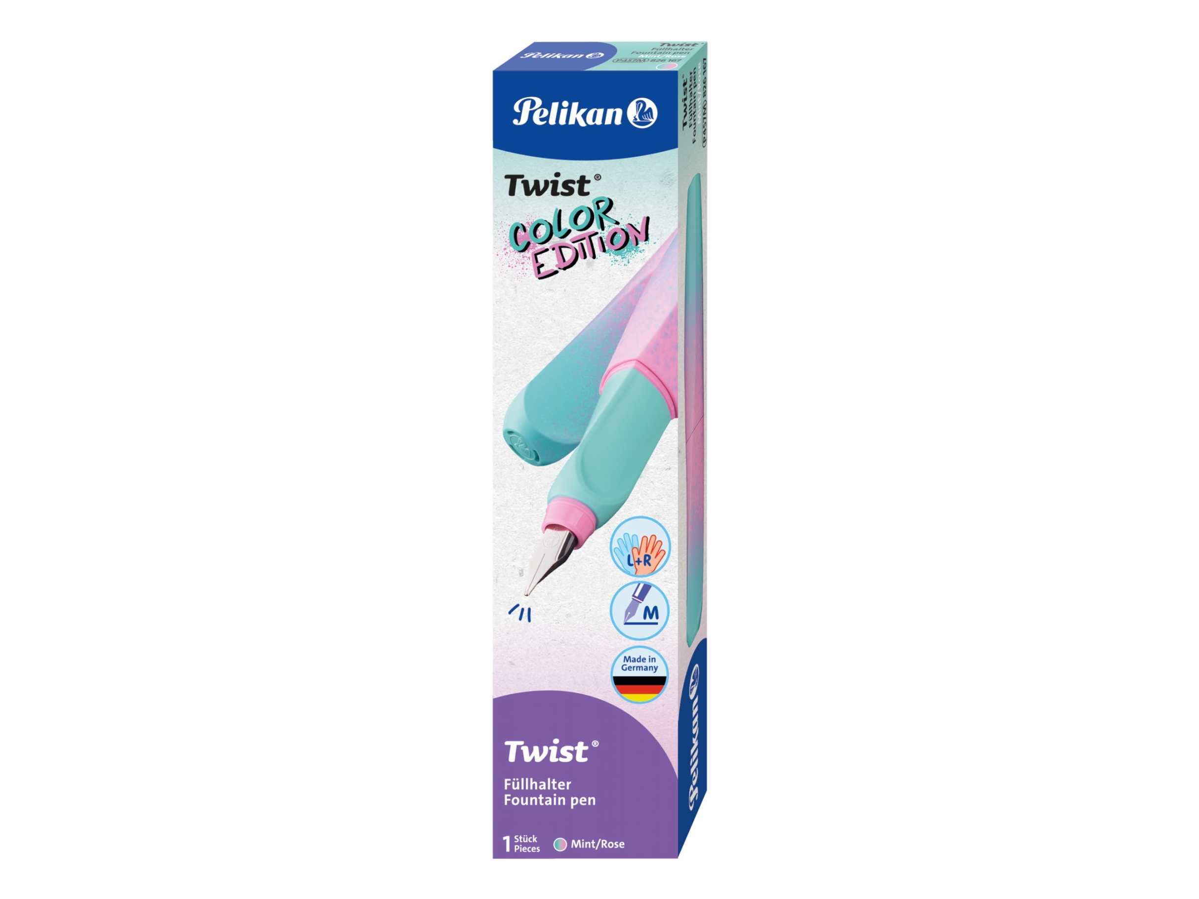 Pelikan 826167, Mintfärgad, Rosa, Påfyllning med bläckpatronssystem, Blå, Rostfritt stål, Ambidextrous, 1 styck | Skrivredskap - Kulspetspennor & Reservoarpennor - Reservoarpennor | GameStuff