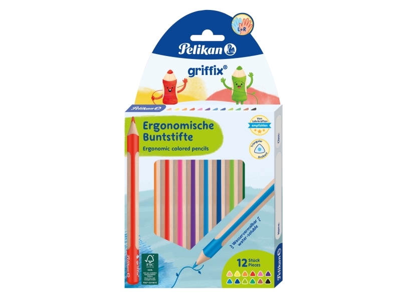 Pelikan 701525, Sort, Blå, Rouge, Brun, Grøn, Lyse Blå, Lysegrøn, Orange, Lyserød, Rød, Rose, Violet, Gul, 12 Stk