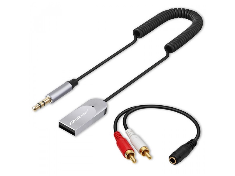 Qoltec trådlös adapter mottagare för ljud Audio HiFi Home&Car Bluetooth 6.0 2 x RCA 1 x AUX 3.5mm USB mikrofon | Bilvård & Biltillbehör - HiFi för bilar - Bilstereo | GameStuff