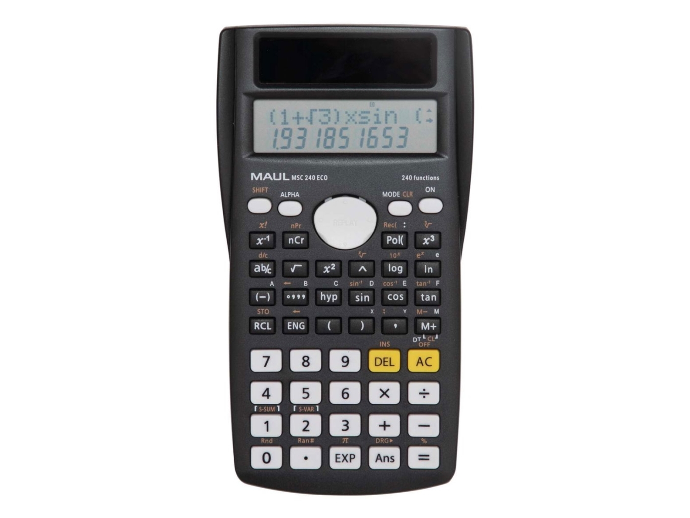 Maul Msc 240 Eco, Desktop, Skærm, 10 Cifre, Batteri/Solar, Sort
