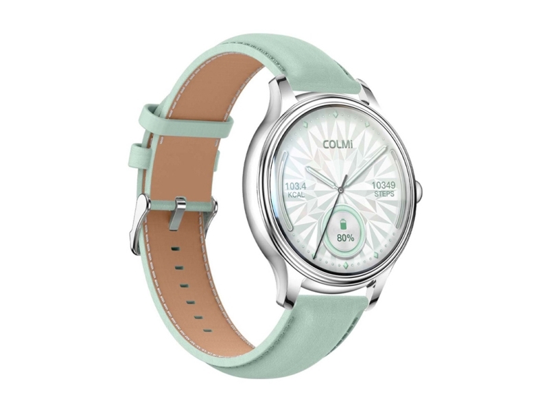 Smart Watch Colmi L28 (Srebrno-Zielony + Zielony Pasek Skórzany)
