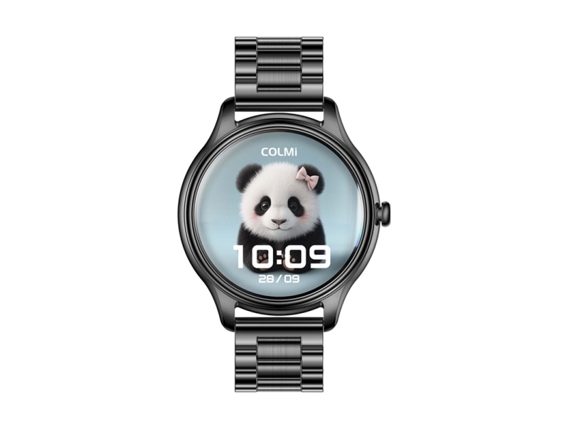 Colmi L28 Smart Watch (Black + Black Steel Strap)