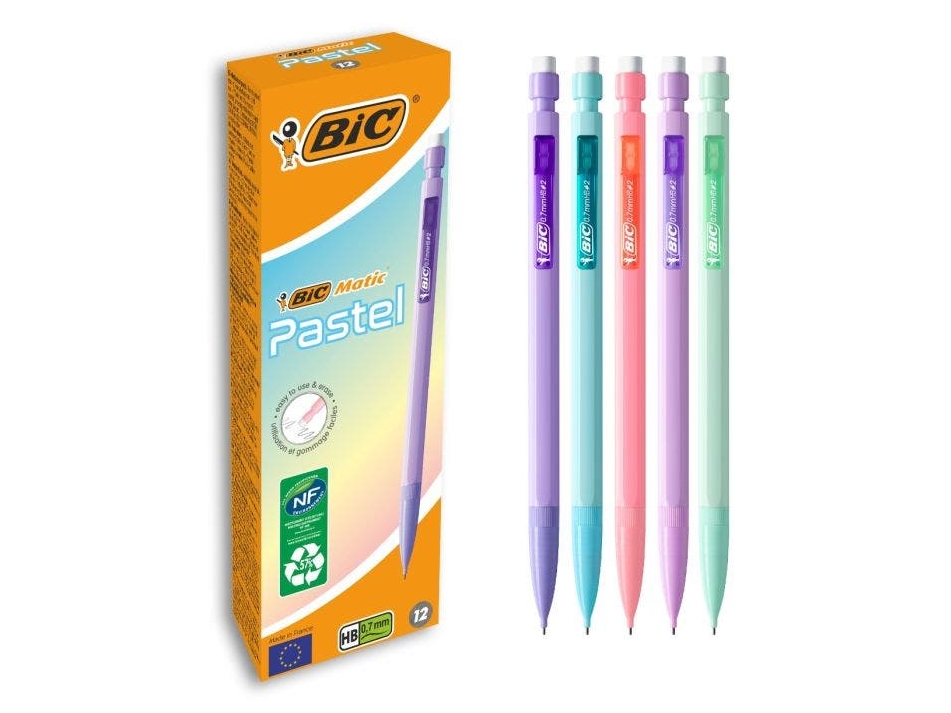 BIC Matic Pastel, Blå, Grön, lila, Rosa, Lila, Färglös, HB, 0,7 mm, Hexagonal, Infällbar | Skrivredskap - Blyertspennor & pencils - Stiftpennor | GameStuff