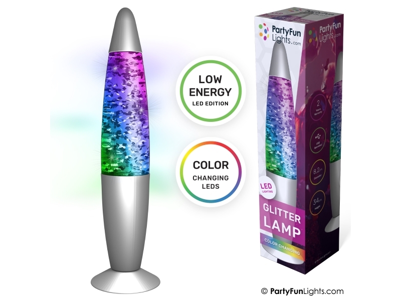 Glitter Lampe - Multifarvet H: 34Cm
