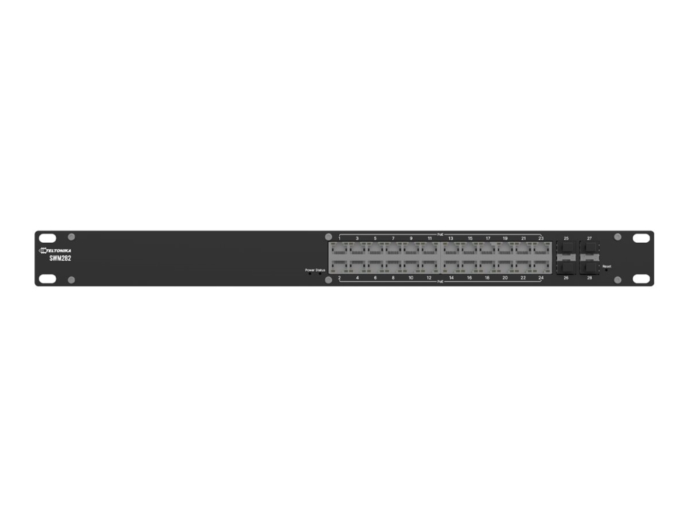 Teltonika SWM282 - Switch - L2+ - Administreret - 24 x 10/100/1000 (PoE+) + 4 x Gigabit SFP - monterbar på stativ - PoE+ (300 W) - med 2 års RMS Management | Datortillbehör - Nätverk - Switchar | GameStuff