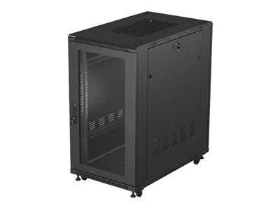 19" 22U 600X1000 Schwarz Lanberg Perforierte Tür Einbaurack (Flat Pack)