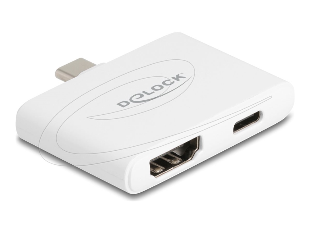 Delock - Videoadapter - Usb-C Han Til Hdmi, Usb-C Hun - Hvid - 4K60 Hz Support, Usb Power Delivery (94W)
