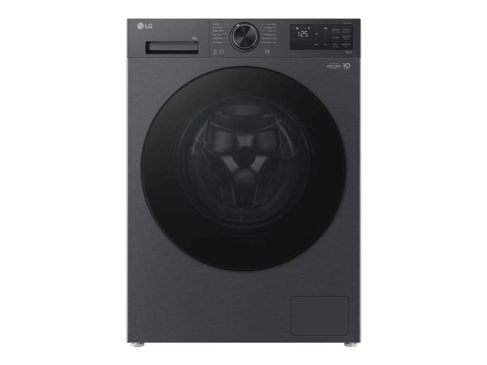 LG F2X50S9TBB - Tvättmaskin - Wi-Fi - bredd: 60 cm - djup: 53.5 cm - höjd: 85 cm - frontmatad - 9 kg - 1200 rpm - mattsvart | Vitvaror - Tvätt & torkning - Frontlastande tvättmaskiner | GameStuff