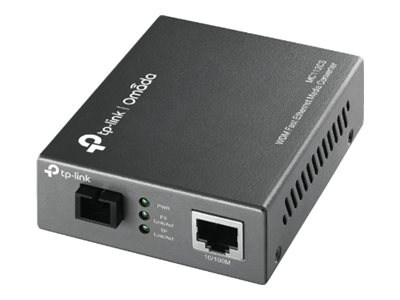 TP-Link MC112CS - Fibermedieomformer - 100Mb LAN - 10Base-T, 100Base-FX, 100Base-TX - RJ-45 / SC-enkeltmodus - opp til 20 km - 1310 (TX) / 1550 (RX) nm