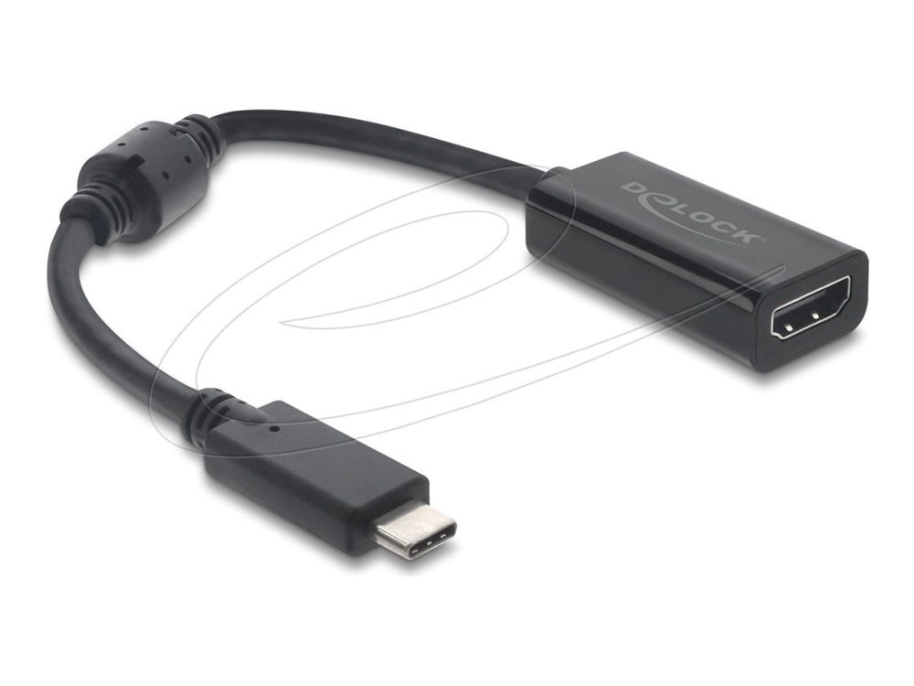 Delock - Adapterkabel - Usb-C Han Til Hdmi Han - 15 Cm - Sort - 8K60 Hz (7680 X 4320) Support, Dp Alt-Tilstand Support, Hdr10 Support